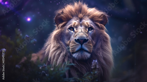 portrait photo of a lion in a dreamy ethereal atmosphere