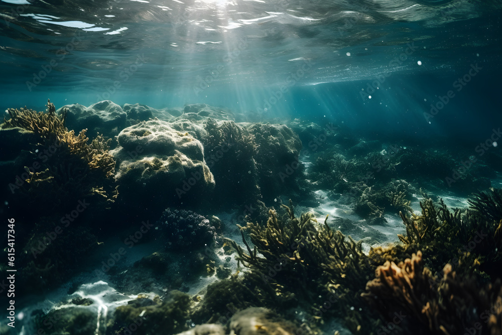 Obraz premium Unveiling the Wonders of the Underwater Realm. Generative AI