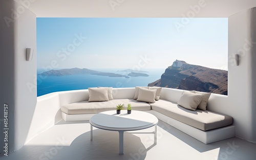 A white luxury view of the hotel in the island with seaview landscape