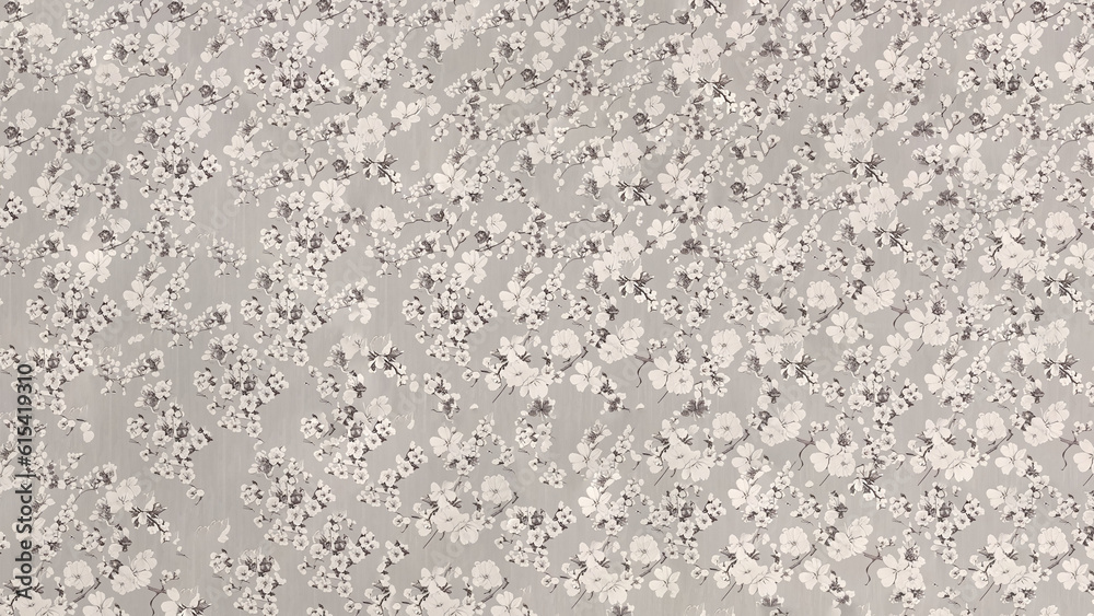 wallpaper pattern of spring cherry blossoms monocrome