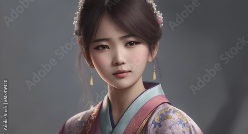 着物の着たキレイなアジア系の女性_Generative AI