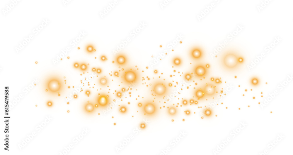Golden glitter wave abstract illustration. Golden stars dust trail sparkling particles isolated on transparent background. Magic concept. PNG.