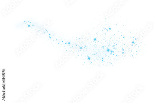 Fototapeta Naklejka Na Ścianę i Meble -  Blue glitter wave abstract illustration. Blue stars dust trail sparkling particles isolated on transparent background. Magic concept. PNG.