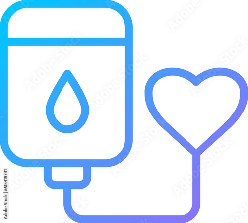 Blood donation pixel perfect gradient linear vector icon. Medical procedure. Volunteer donor. Intravenous transfusion. Thin line color symbol. Modern style pictogram. Vector isolated outline drawing