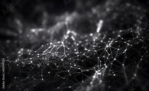 AI Neural Nets. Futuristic Background of Artificial Intelligence Neural Networks. Black Background. Generative AI.