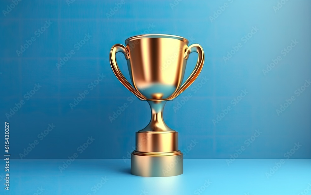Gold cup isolated on blue background. Gold cup isolated on blue background.