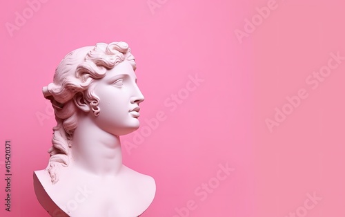Vintage of the sculpture on the pink background.