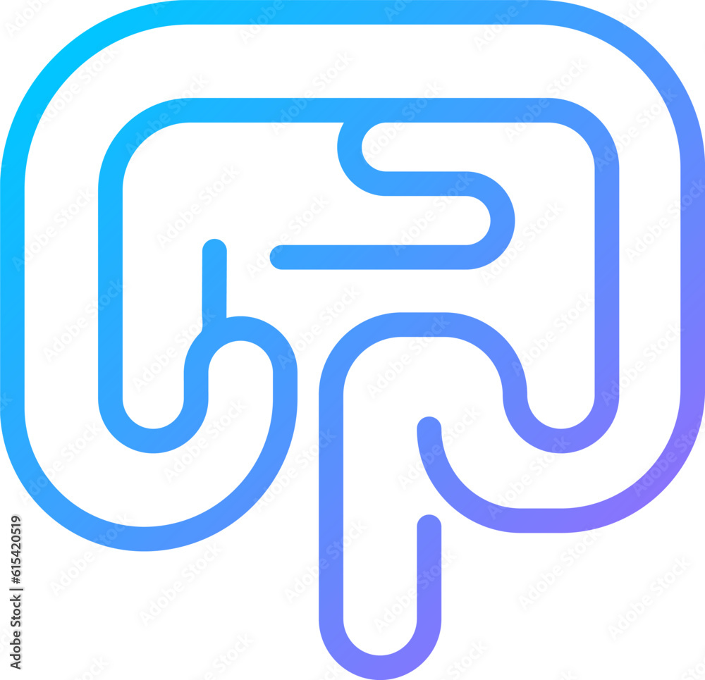 Human bowel pixel perfect gradient linear vector icon. Gastrointestinal tract. Digestive system. Inner organ. Thin line color symbol. Modern style pictogram. Vector isolated outline drawing Human bowel pixel perfect gradient linear vector icon. Gastrointestinal tract. Digestive system. Inner organ. Thin line color symbol. Modern style pictogram. Vector isolated outline drawing
