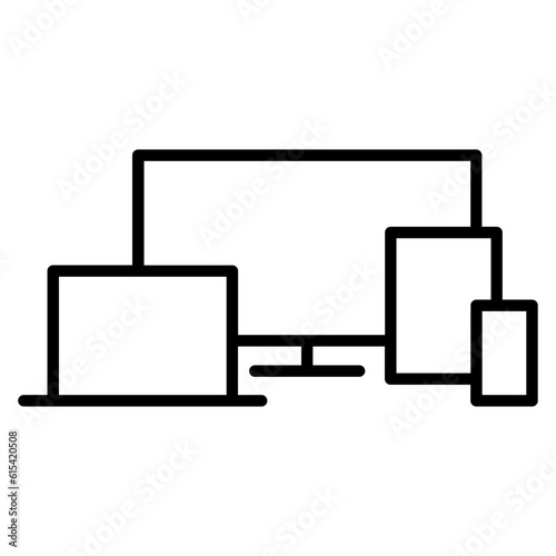 Icon with the application devices. Computer, tablet, television and mobile. 