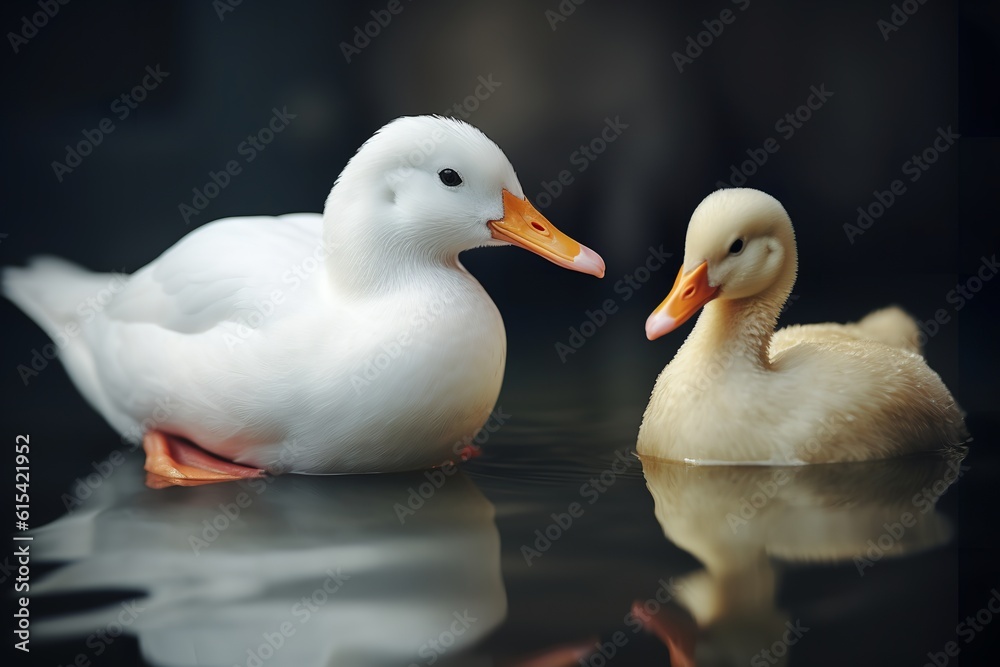 Whimsical White Duo: White Duck and White Mouse in Ultra Detail, White Duck, White Mouse, Whimsical, Ultra Detail, Animals, Nature, Wildlife, Cute,
