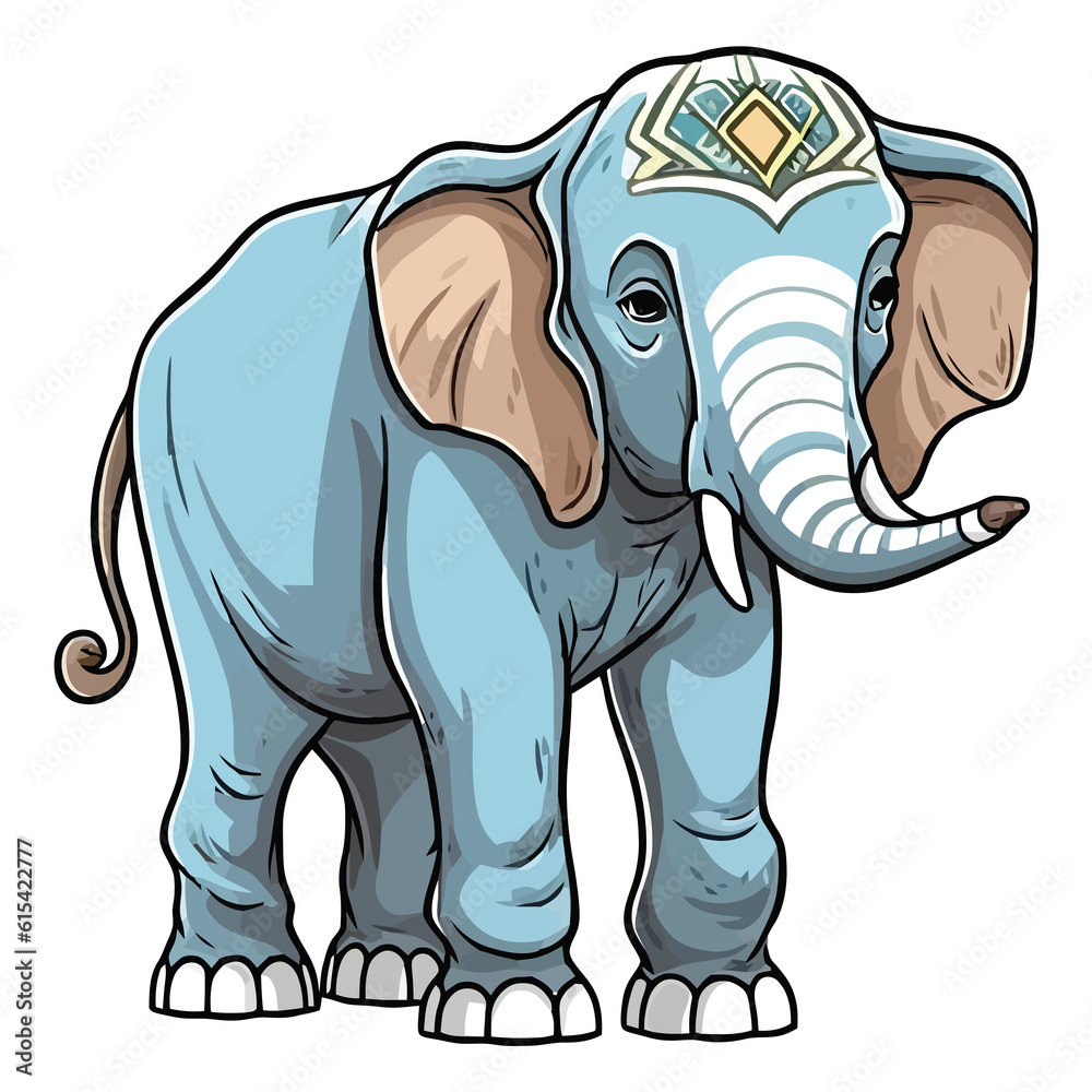 Obraz premium Sumatran Elephant's Sanctuary: Cute Elephant Brought to Life in a Vibrant 2D Illustration
