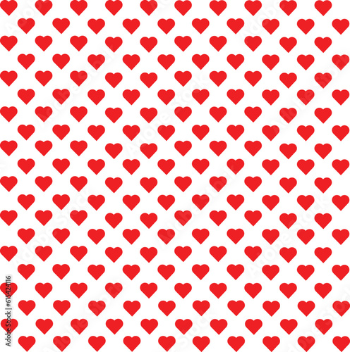 red heart illustration, stock vector pattern on plain white background, Vector illustration for fabric, paper, packaging, etc.