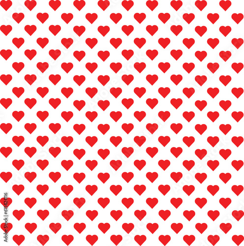 red heart illustration, stock vector pattern on plain white background, Vector illustration  for fabric, paper, packaging, etc.