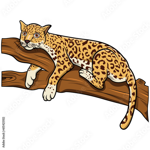 Illustration of Leopard lying on a tree branch