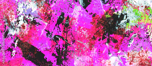 Creative banner with hand drawn abstract multicolored acrylic texture. Colourful background.