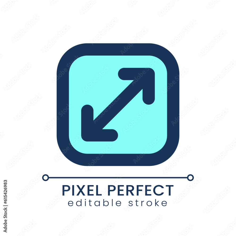 Screen enlargement pixel perfect RGB color ui icon. Multimedia player control. Simple filled line element. GUI, UX design for mobile app. Vector isolated pictogram. Editable stroke. Poppins font used Screen enlargement pixel perfect RGB color ui icon. Multimedia player control. Simple filled line element. GUI, UX design for mobile app. Vector isolated pictogram. Editable stroke. Poppins font used