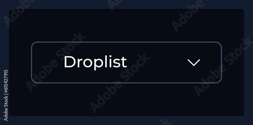 Normal drop down list UI element template. Editable isolated vector dashboard component. Flat user interface. Visual data presentation. Web design widget for mobile application with dark theme