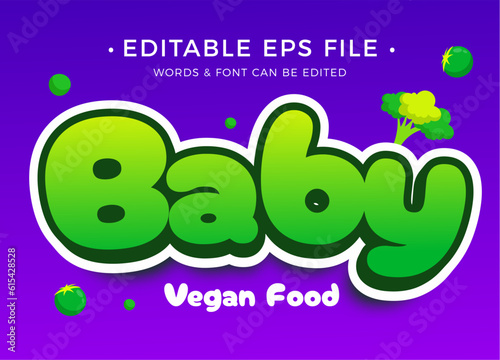baby food vegan menu text effect editable