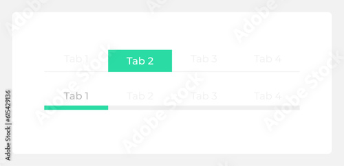 Tab bar menu UI elements kit. Content sections isolated vector components. Flat navigation menus and interface buttons template. Web design widget collection for mobile application with light theme