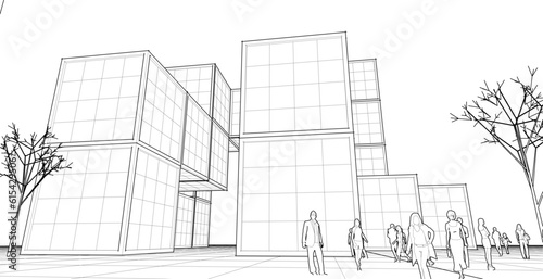 abstract modular architecture 3d illustration