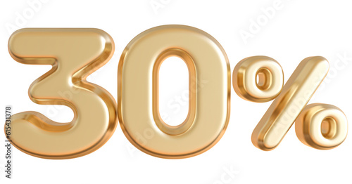 30 Percentage Gold 3D Number Discount