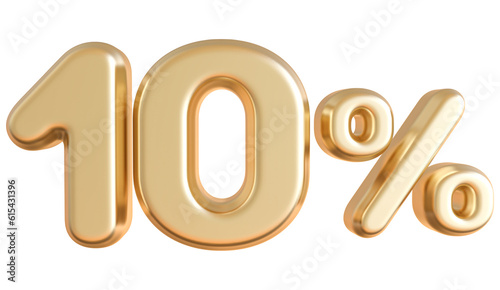 10 Percentage Gold 3D Number Discount