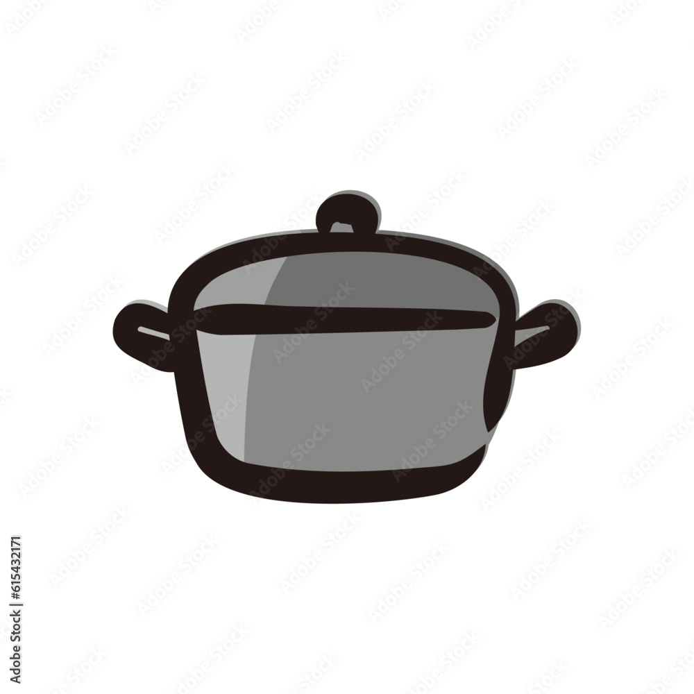Stock pot - Kitchen tool icon/illustration (Hand-drawn line, colored version) Stock pot - Kitchen tool icon/illustration (Hand-drawn line, colored version)