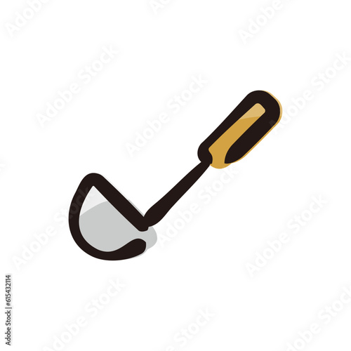 Ladle - Kitchen tool icon/illustration (Hand-drawn line, colored version)