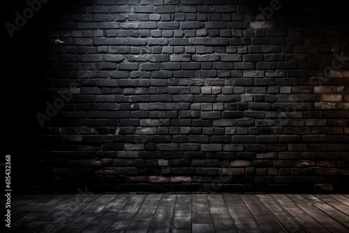 Shadowed Sophistication: Dark Background of Black Brick Wall for Design, Black brick wall, Dark background, Design, Texture, Urban, Industrial, Raw, Grunge,