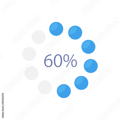 Circle dot pot infographic chart design template. Sixty percentage. More than half. Editable circular infochart with progress level. Visual data presentation. Myriad Pro-Bold, Regular fonts used