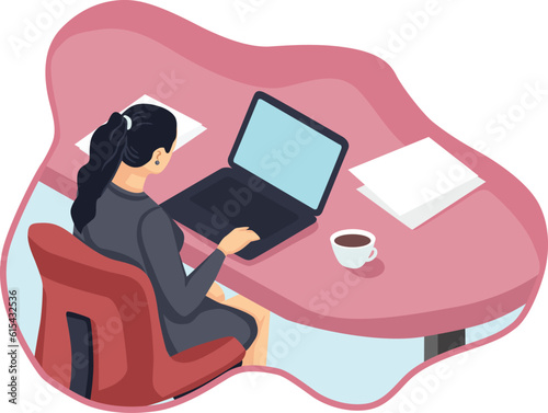 Illustration of office workers. employees. workspace.