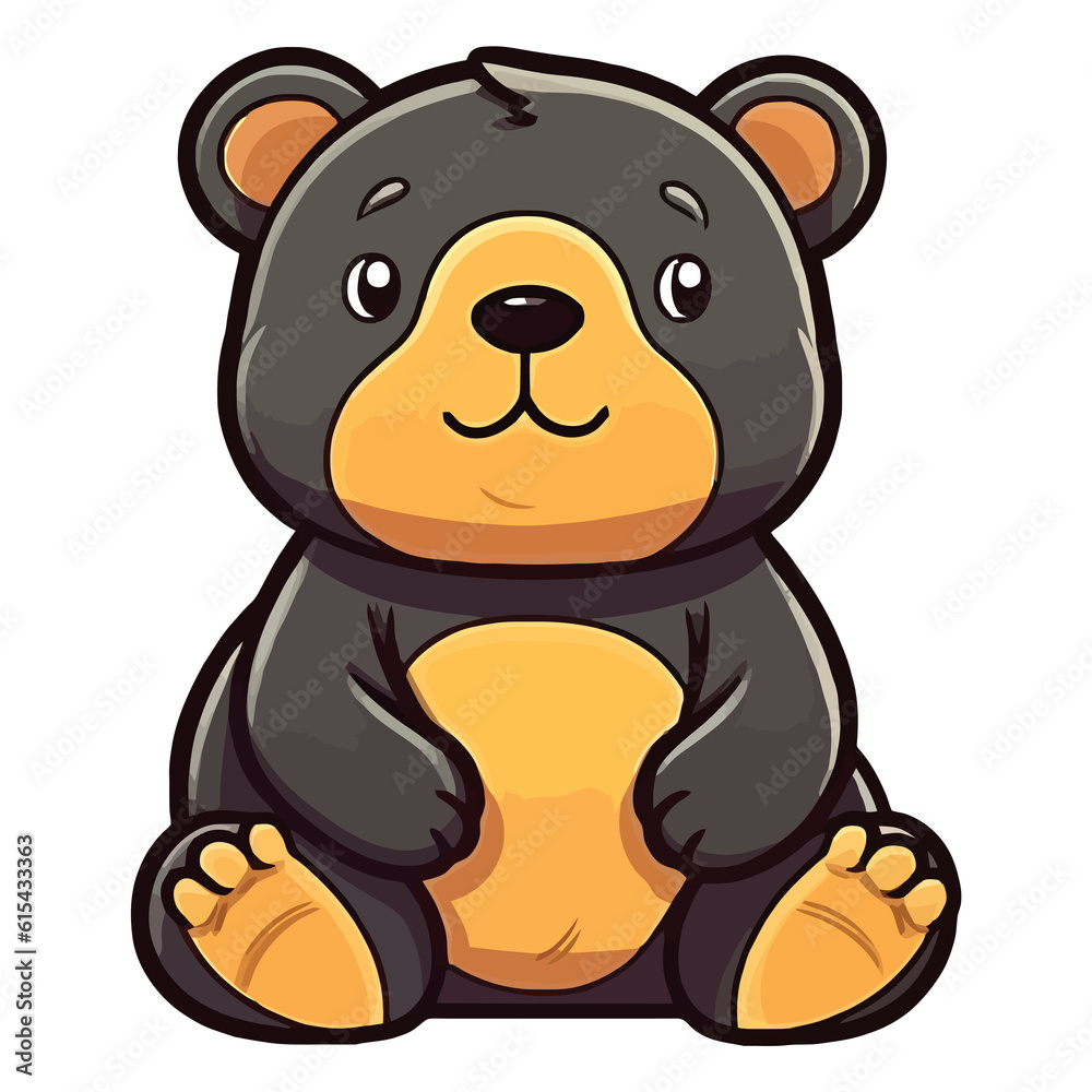 Fototapeta premium Curious Forest Prowler: Enthralling 2D Illustration Showcasing a Cute Sun Bear