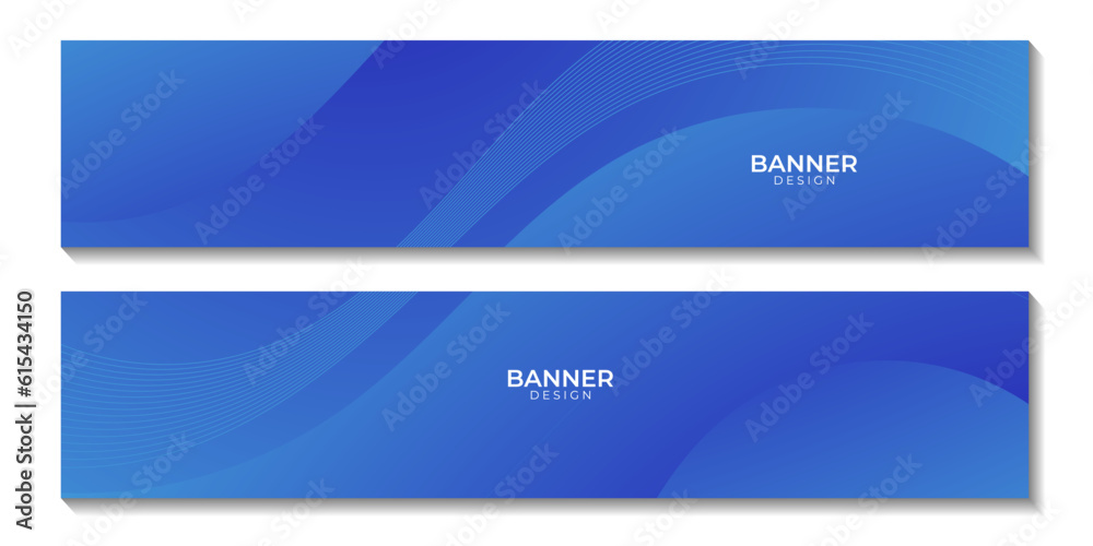 abstract banners with blue wave gradient background