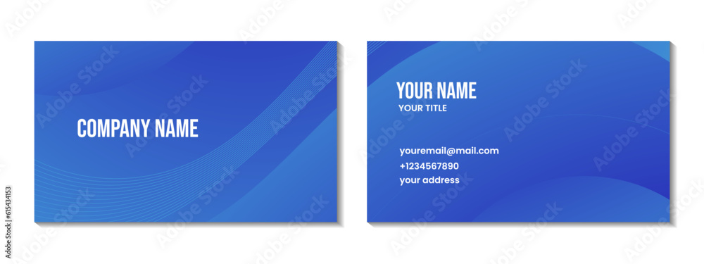 abstract business card with blue wave gradient background