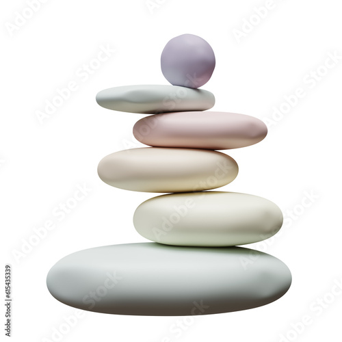 Zen stones isolated on transparent background  PNG. Balancing pebbles pyramid stack