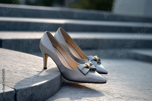 Luxury glamour woman`s shoes. Super photo realistic background, generative ai illustration.