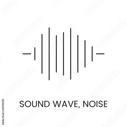 Sound wave or noise in vector line icon.