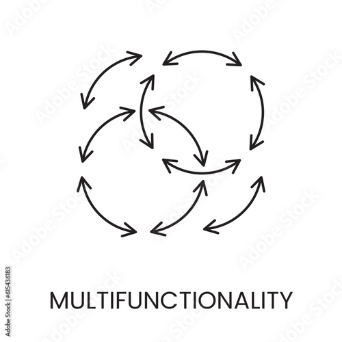 Icon depicting multifunctionality in vector line style