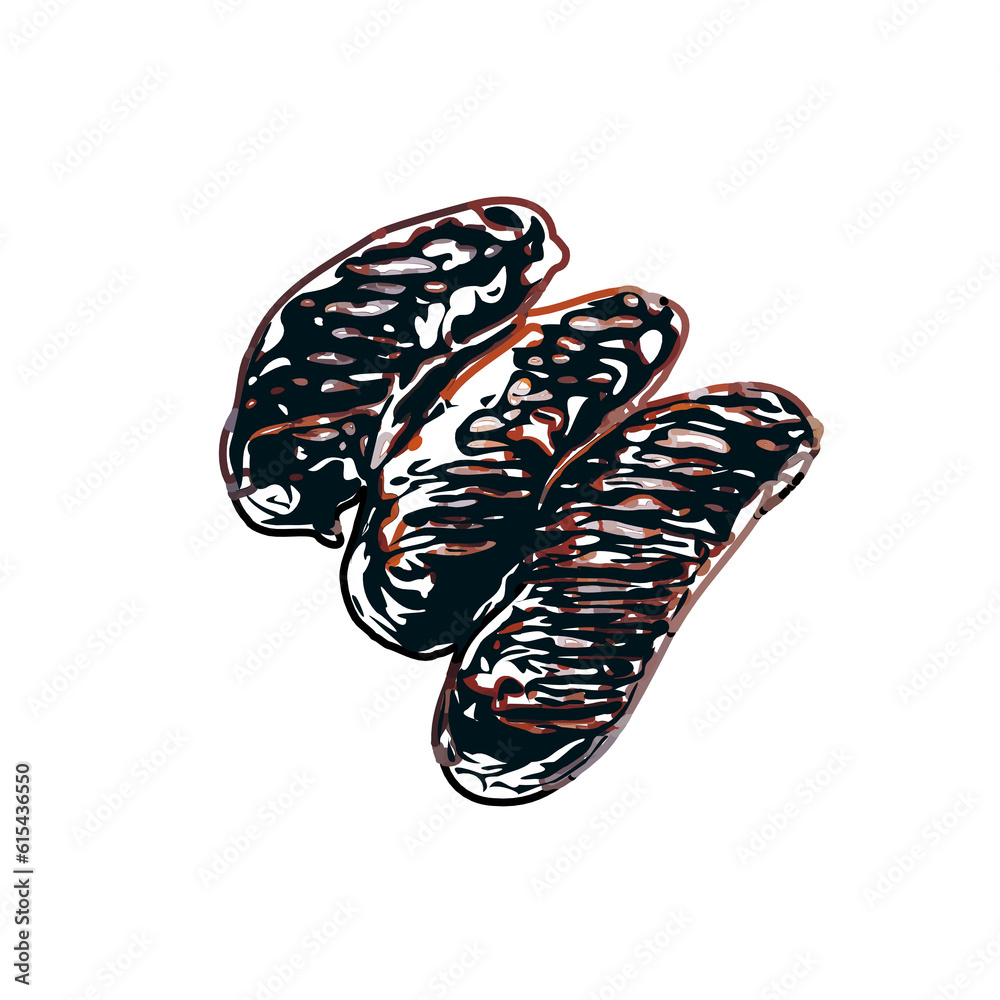 Grilled sausage color sketch with transparent background Grilled sausage color sketch with transparent background