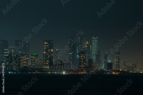 A shot of Mumbai skyline at night