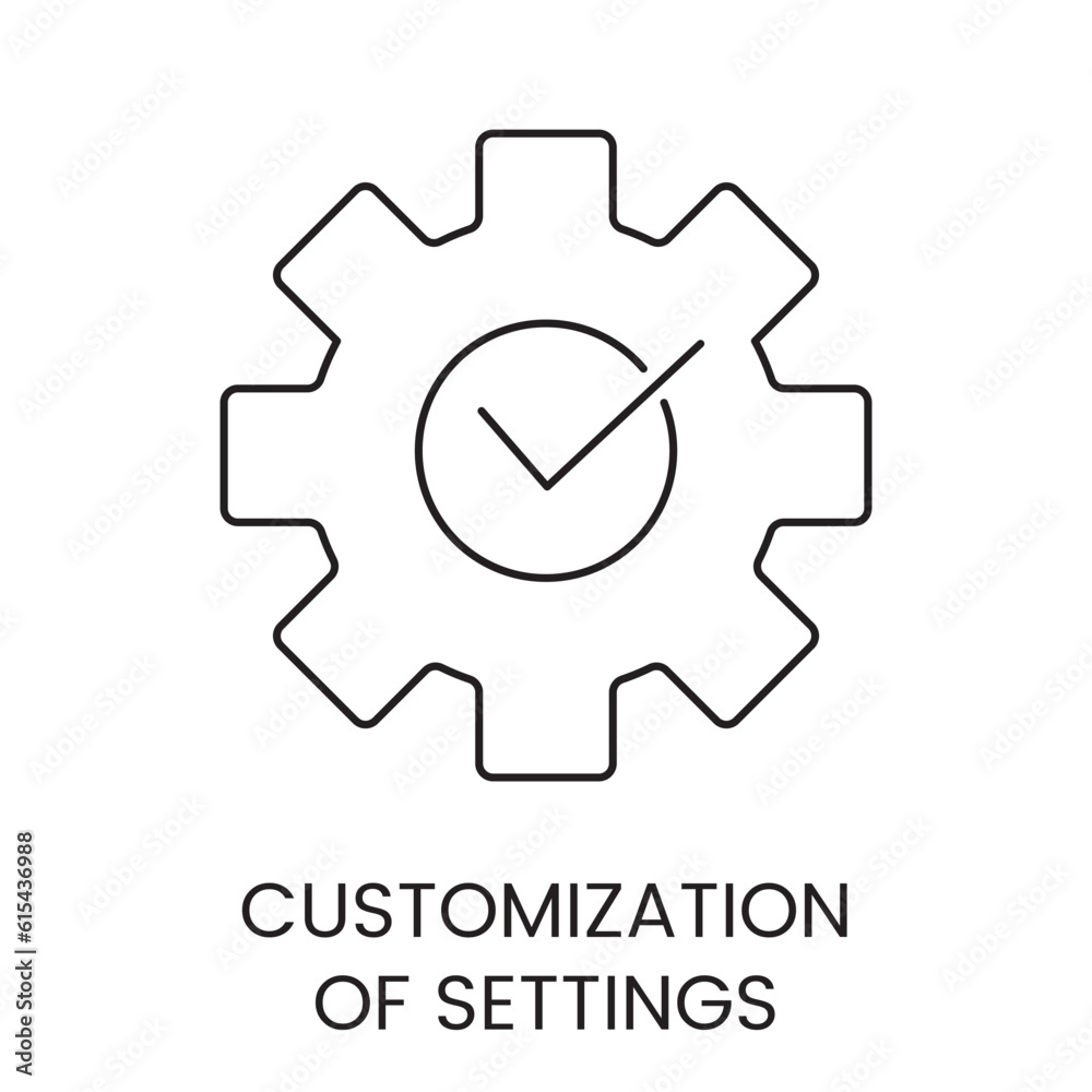 Vector line icon representing customization of settings.