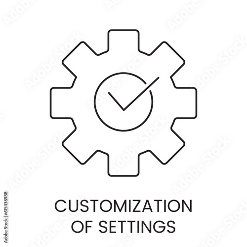 Vector line icon representing customization of settings.