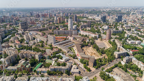 Aerial view beautiful Kyiv cityscape on a sunny summer day. Drone shot Kiev building. Capital of Ukraine  © viacheslav