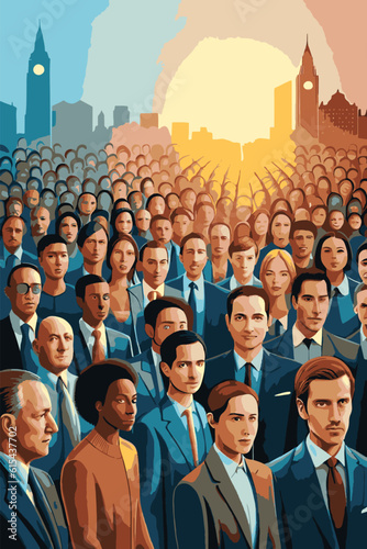 Crowd. Vector illustration of a crowd of people. A lot of people flat style.