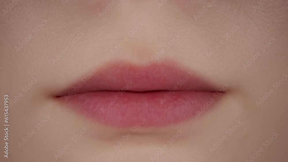 female lips closeup, neutral emotions, day light, 3D render female lips closeup, neutral emotions, day light, 3D render