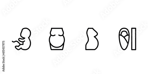 Set of thin line pregnancy Icons. Vector illustration.