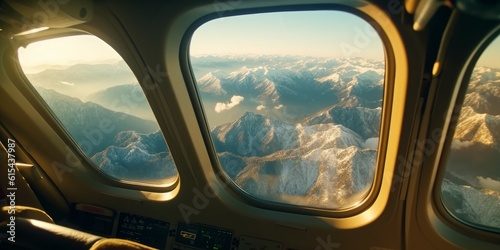 Breathtaking view from the airplane window. Great view. Generative AI