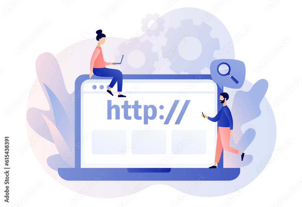 Hypertext Transfer Protocol concept. HTTP data web page on laptop screen. Internet communication protocol. Web browser. Modern flat cartoon style. Vector illustration on white background Hypertext Transfer Protocol concept. HTTP data web page on laptop screen. Internet communication protocol. Web browser. Modern flat cartoon style. Vector illustration on white background