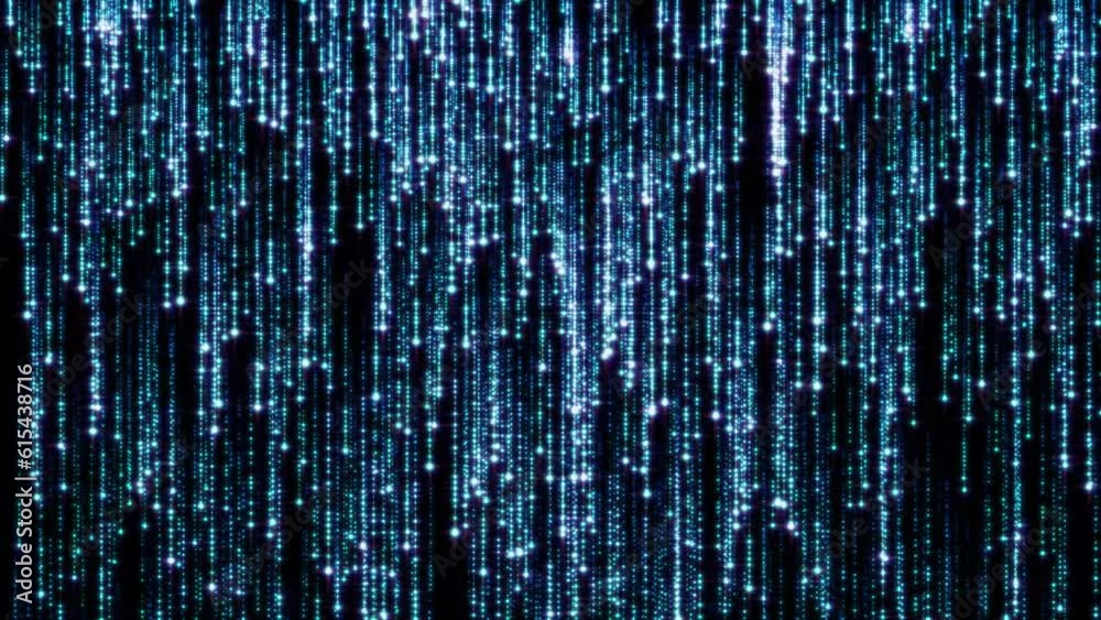4K beautiful animation of falling lines with glow dots