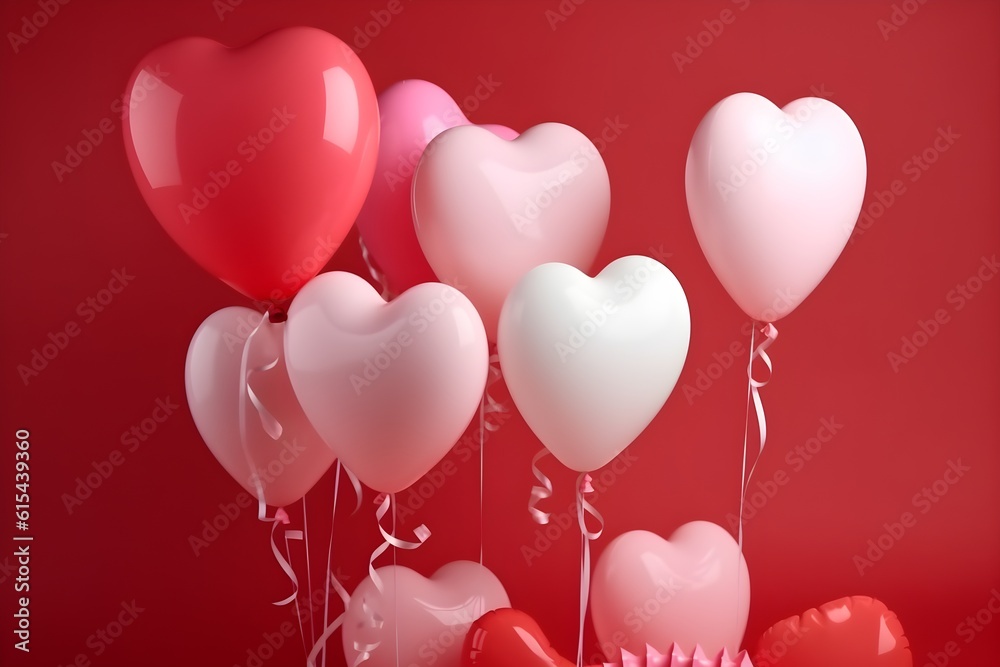 Red hearts valentines day banner background, ai generated